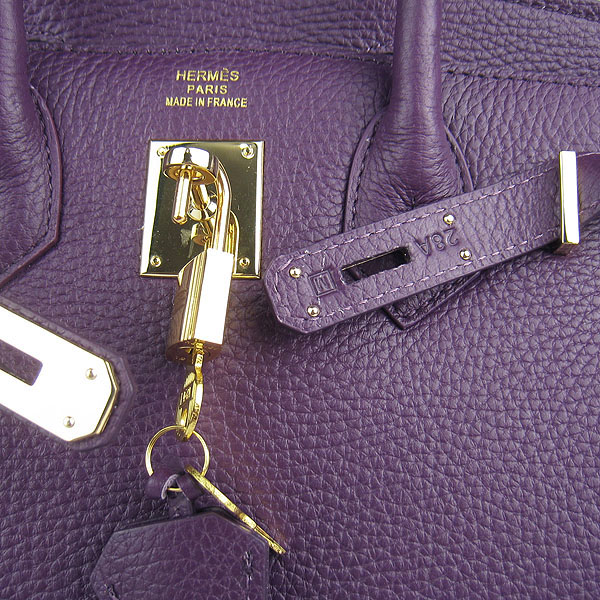 Replica Hermes Birkin 30CM Togo Leather Bag Purple 6088 On Sale - Click Image to Close